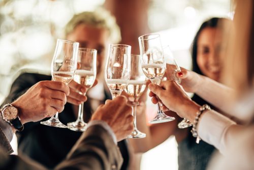 Offers 12 Guests doing a champagne cheers