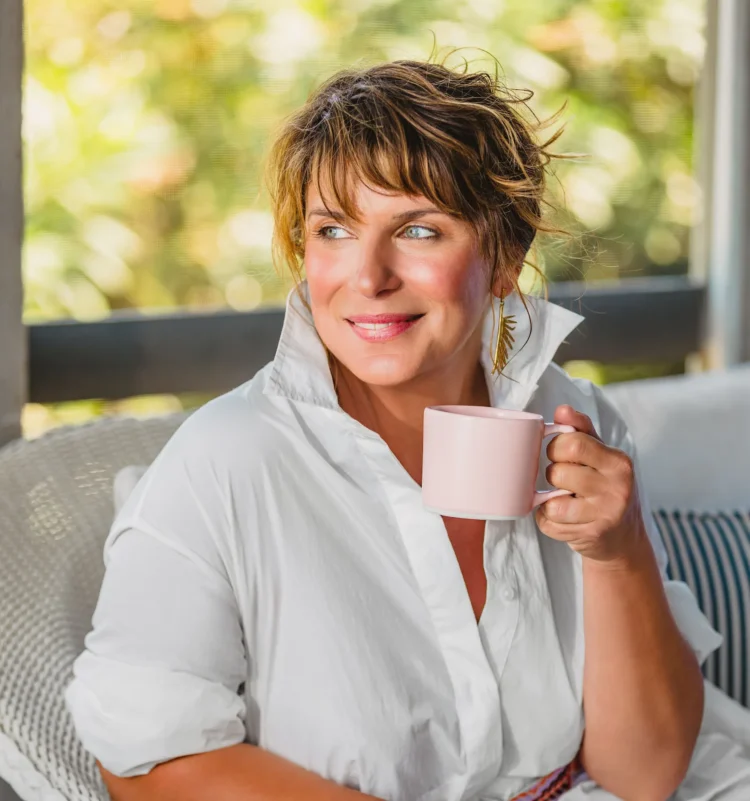 Theodosia 1 Chef Vivian Howard, Executive Chef of Theodosia restaurant at the Sanderling Hotel, enjoying a cup of coffee.
