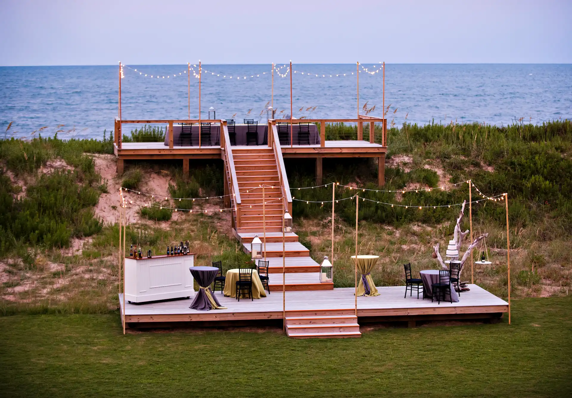Weddings 9 Aerial view of The Observation Deck and the beach at The Sanderling Hotel